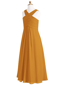 Azazie Kaleigh Junior Butterscotch A-Line Pleated Chiffon Dress image8