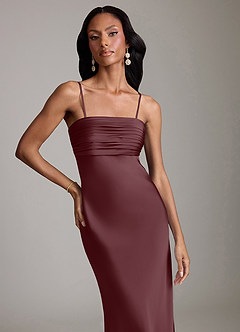 Azazie Saylor Vestidos de damas de honor Vestido de Sangrado de Satén Elástico de Corte Sirena con Sin tirantes image3