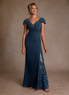 Azazie Betania Kleider für die Brautmutter Meerjungfrau-Linie Pailletten Chiffon Kleid Dunkelmarine image1