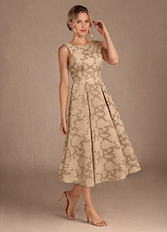 Azazie Fulton vestidos de madre de la novia Vestido de Champán de Devorado Floral de Corte En A con Plisado image2