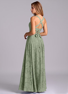 Azazie Francis Bridesmaid Dresses Agave A-Line Corset Floral Burnout Dress image2