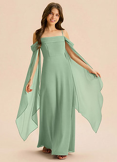 Azazie Moana Junior Linia A Pofałdowany Szyfon Długość podłogi Młodsza druhna Sukienka image1