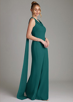 Azazie Jaya Bridesmaid Dresses Peacock Sheath Pleated Chiffon Dress image4