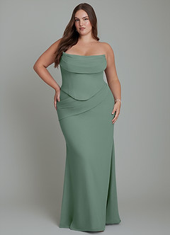 Azazie Sorrel Bridesmaid Dresses Eucalyptus Mermaid Corset Chiffon Dress image16