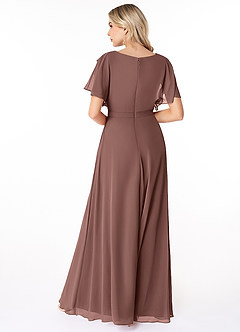 Azazie Aaliyah Modest Bridesmaid Dresses A-Line Scoop Pleated Chiffon Floor-Length Dress image2