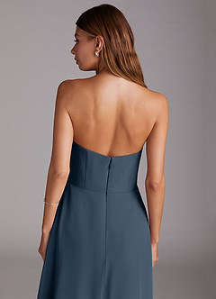Azazie Wren Abiti da Damigella Abito Convertibile A-Line in Chiffon Spacco Laterale Blu Nettuno image7