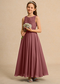 Azazie Ducky Junior Formal Sukienki dla dziewczynek sypiących kwiaty Linia A Pofałdowany Szyfon Długość kostki Sukienka image6