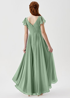 Azazie Caria Junior Matcha A-Line Pleated Chiffon Dress image2
