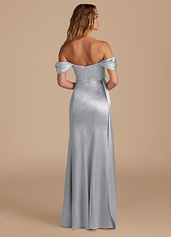 Azazie Amyra Robes de demoiselle d'honneur Robe Sirène Convertible en Satiné métallisé Encolure en Forme de Cœur Argent image6