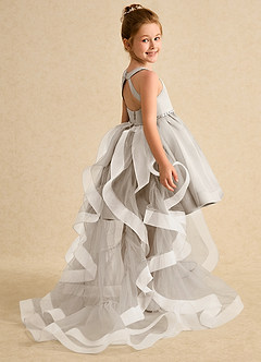 Azazie Julietta Flower Girl Dresses Frost Ball-Gown Convertible Tulle Dress image6