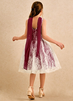 Azazie Cubbie Girls Formal Flower Girl Dresses Burgundy A-Line Lace Dress image2