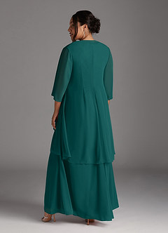 Azazie Manuella Mother of the Bride Dresses Peacock A-Line V-Neck Pleated Chiffon Dress image15