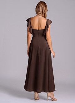 Azazie Leilani Brautjungfernkleider A-Linie Gestreift Chiffon Kleid Ganache image2