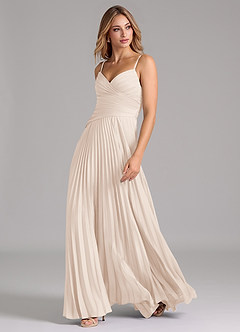 Azazie Vini Abiti da Damigella Abito A-Line in Raso Elasticizzato Plissettato Alabastro Bianco image5