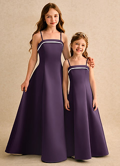Azazie Izel Girls Formal Flower Girl Klänningar Klä A-Line i Matt satäng Plisserad image2