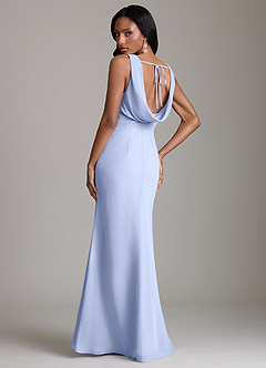 Azazie Linelle Robes de demoiselle d'honneur Robe Sirène en Mousseline de soie Plissée Eis image2