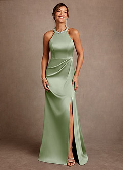 Azazie Lawrence vestidos de madre de la novia Vestido de Salvia Polvorienta de Satén Elástico de Corte en A con Plisado image1