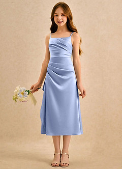 Azazie Canna Girls Formal Flower Girl Klänningar Klä A-Line i Stretch Satin Plisserad image5