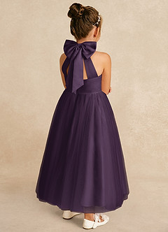 Azazie Bev Flower Girl Dresses Plum A-Line Convertible Tulle Dress image6