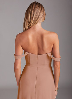Azazie Aaron Final Sale Champagne Rose A-Line Off the Shoulder Chiffon Convertible Dress image8