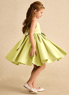 Azazie Jessie Flower Girl Dresses Lemon Sorbet A-Line Bow Matte Satin Dress image6