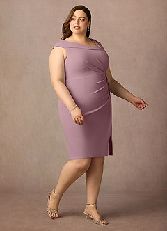 Azazie Cecily Mother of the Bride Dresses Dusty Rose Sheath Stretch Crepe Dress image10
