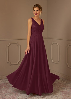 Azazie Joules Mother of the Bride Dresses Cabernet A-Line Sequins Chiffon Dress image4