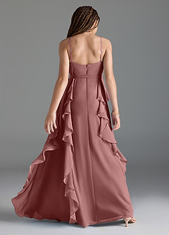 Azazie Peyton Junior Desert Rose A-Line V-Neck Cascading Ruffles Chiffon Dress image5