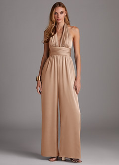 Azazie Oli Brudtärnklänningar Jumpsuit av i Stretch Satin Plisserad image3