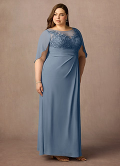 Azazie Hera Mother of the Bride Dresses Twilight A-Line Lace Capelet Chiffon Dress image10