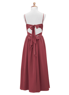 Azazie Zeya Junior Vestido de Merlot de Gasa de Corte En A image8
