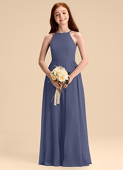 Azazie Arianthe Junior Abito A-Line in Chiffon Plissettato Stormy image2
