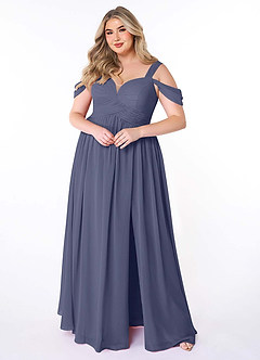 Azazie Lianne Vestidos de damas de honor Vestido de Tormenta de Gasa de Corte en A con Vestidos sin tirantes image8