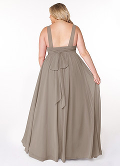 Azazie Kora Bridesmaid Dresses Taupe A-Line Pleated Chiffon Dress image8