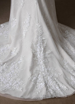 Azazie Rosalie Wedding Dresses Diamond White A-Line Lace Dress image5