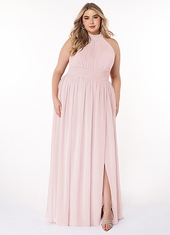 Azazie Iman Abiti da Damigella Abito A-Line in Chiffon A-Line con Increspature Rosa Rossore image8
