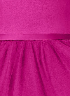 Azazie Marybell Flower Girl Dresses Fuchsia A-Line Bow Tulle Dress image4