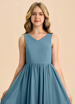 Azazie Hathaway Junior Bermuda A-Line Bow Chiffon Dress image6