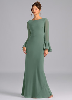 Azazie Leone Bridesmaid Dresses Eucalyptus Mermaid Corset Chiffon Dress image1