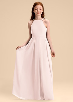 Azazie Arianthe Junior Vestido de Pétalo De Rosa de Gasa de Corte en A con Plisado image3
