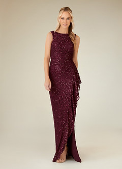 Azazie Eleanora Mother of the Bride Dresses Cabernet Sheath Sequins Lace Dress image1