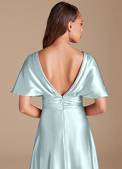 Azazie Pamela Bridesmaid Dresses Mist A-Line Pleated Metallic Satin Dress image7