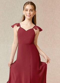 Azazie Everett Junior Pomegranate A-Line Chiffon Dress image5