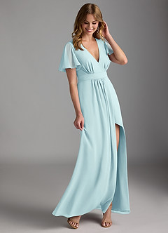 Azazie Zaniah Bridesmaid Dresses Sea Glass A-Line Chiffon Dress image6