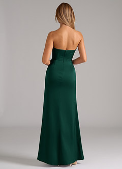 Azazie Johana Bridesmaid Dresses Emerald Mermaid Off the Shoulder Stretch Satin Convertible Dress image7