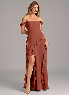 Azazie Sloane Bridesmaid Dresses Auburn A-Line Sweetheart Neckline Chiffon Dress image4