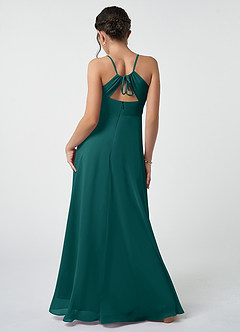 Azazie Avelina Junior Peacock A-Line Pleated Chiffon Dress image3