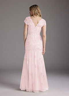 Azazie Marbella Mother of the Bride Dresses Blushing Pink Mermaid Queen Anne Sequins Lace Dress image7