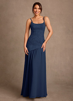 Azazie Flossie 신부의 어머니 드레스 A라인 주름진 쉬폰 플로어 길이 드레스 image4