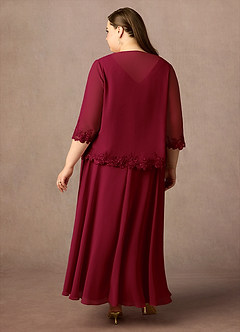 Azazie Devana Abiti per la Madre della Sposa Abito A-Line in Chiffon Lustrini Borgogna image8